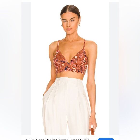 A.L.C. Lana Bra in Bronze Tone Multi  Size 12Floral Print Women's Top - Picture 1 of 3